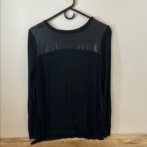 Black Long Sleeve with Leather details -  Wilfred Free Women's Top